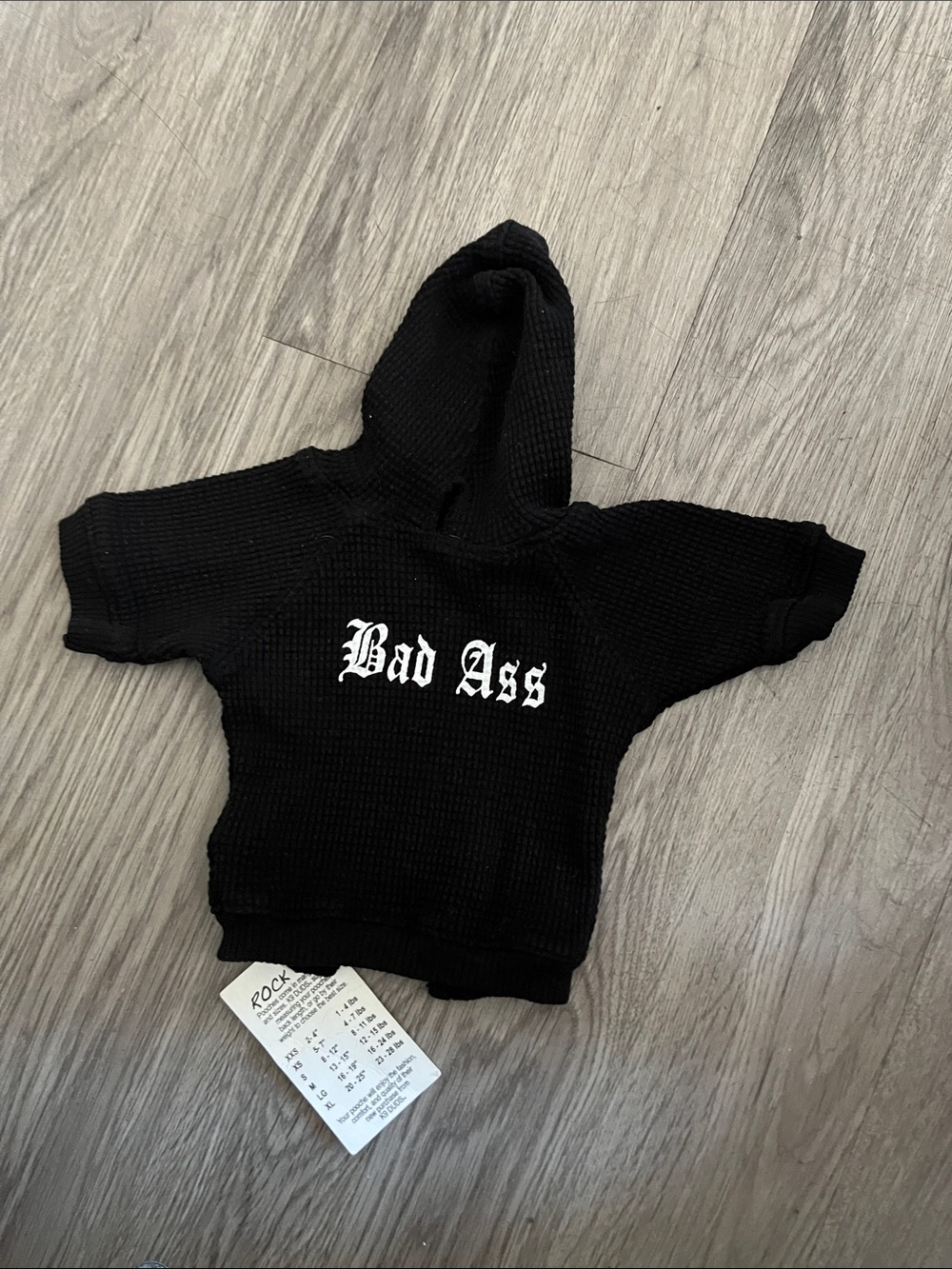 Black 'Bad Ass' Waffle-Knit Dog Hoodie - Classic Street Style
